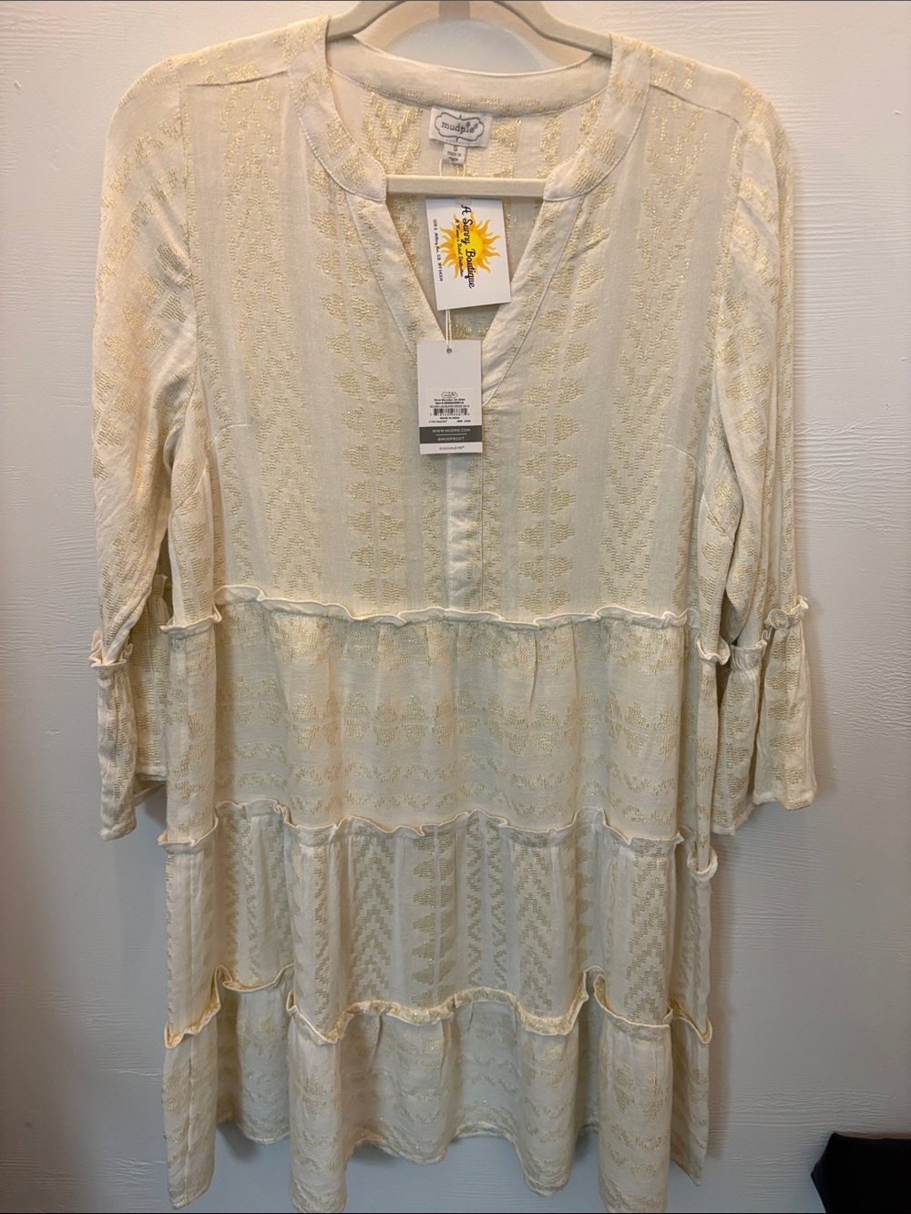 Mud Pie Cream Tiered Boho Gauze Tunic